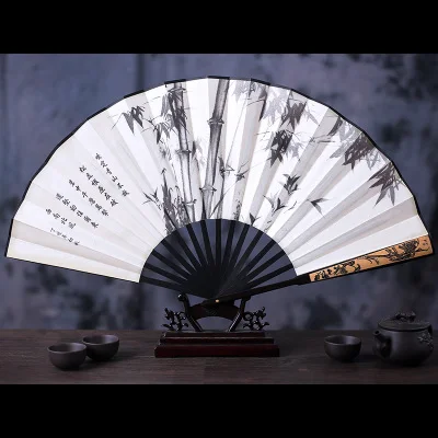 white bamboo 1" большой бамбуковый Шелковый ручной вентилятор Свадебные сувениры китайский складывающийся веер живопись ремесла веер ребро вырезанные узоры - Цвет: white bamboo