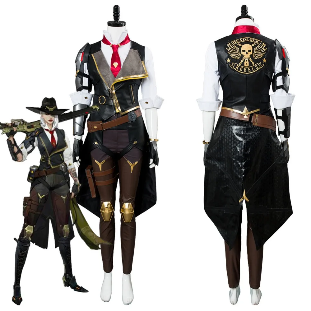 OW Ashe Cosplay Costume Elizabeth Caledonia Cosplay Ashe Shoes Outfit Full Suit For Adult Women Halloween Carnival Costumes