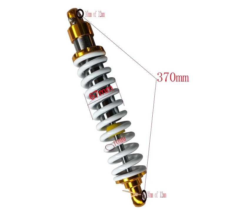 

2piece 10mm spring new 370mm motorcycle Rear Shock Absorber for / CCFYAMAHA HONDA SUZUKI QUAD DIRTBIKE ATV color white & gold