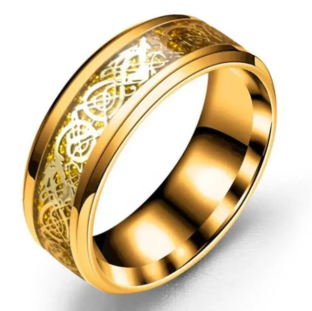 Кольца для мужчин и женщин с крестом Иисуса из нержавеющей стали, светящиеся в темно-черном и синем цвете, кольцо, ювелирных изделий - Цвет основного камня: gold wen