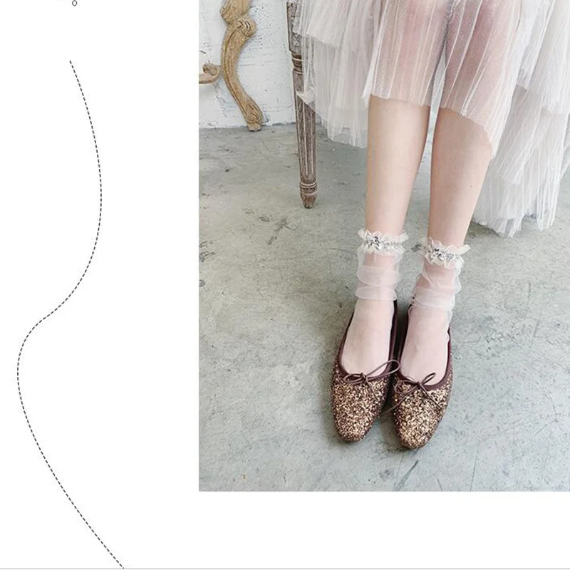 Носки женские блестящие с сетчатым ворсом | Женская одежда