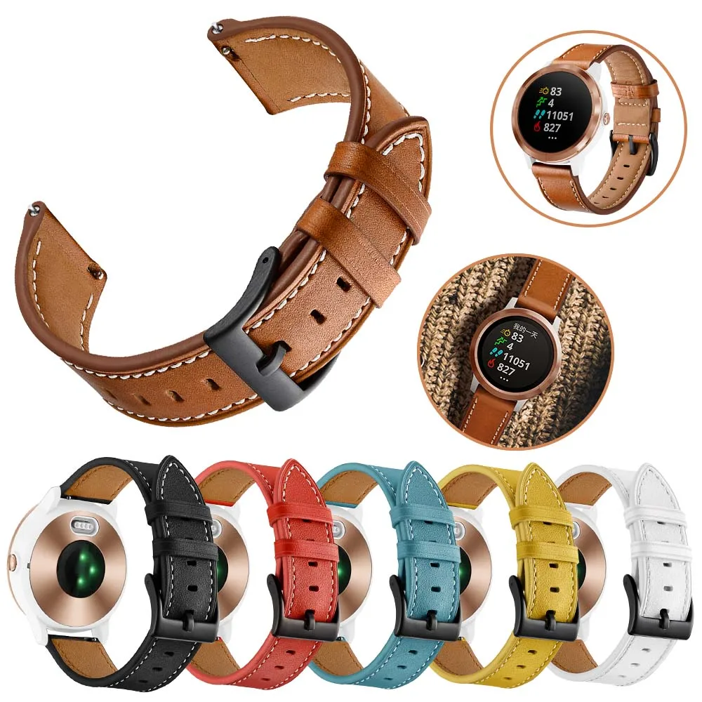 Кожаный ремешок для Garmin Vivoactive 3 4/Vivomove HR/Benz/SQ 22 мм 20 браслет Samsung Galaxy Watch Band 42 46 мм/Active