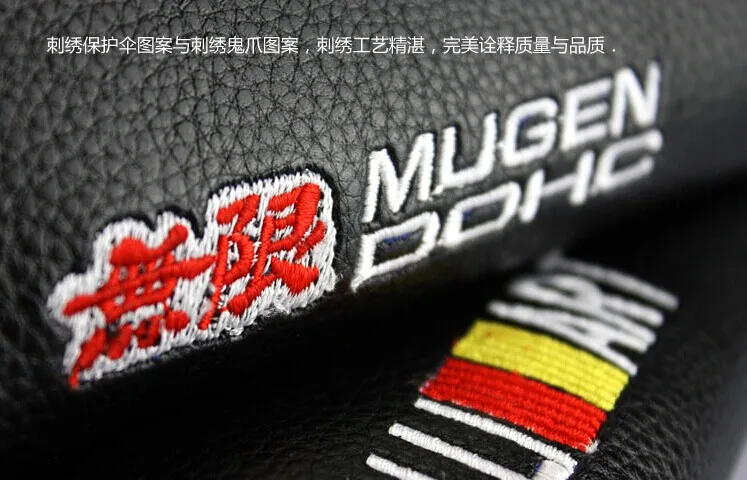 2 шт. накладки на автомобильные сиденья Mugen Power из натуральной кожи черного
