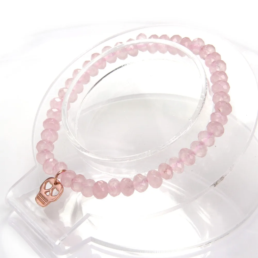 Браслет из бисера Томаса розового кварца стерлингового серебра 925 пробы цвета