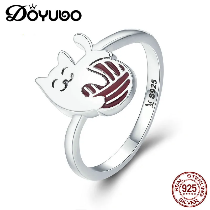 DOYUBO прекрасный женский браслет из стерлингового серебра Броши с красной эмалью в