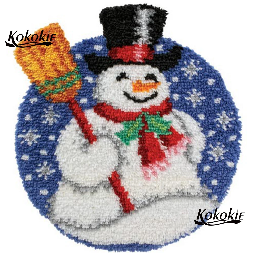 

diy latch hook kits rug printed canvas accessories Christmas snowman decor needle for carpet embroidery crochet tapis diy carpet