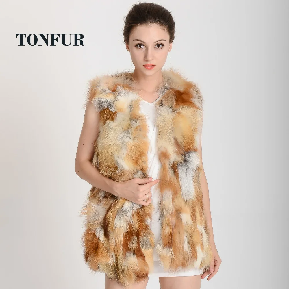 2019 Fashion Genuine fox fur Gilet women's long vest OEM/Retail/Wholesale custom big size DDH397 | Женская одежда