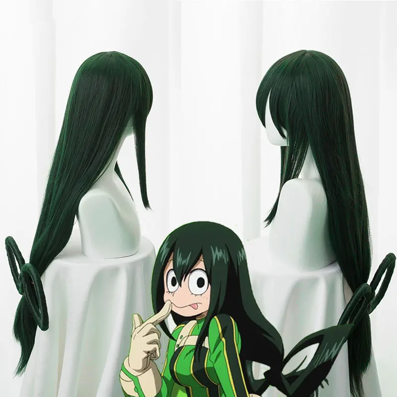 Boku no Hero Academia Tsuyu Asui Cosplay Wig My Hero Academia Women Long Green Synthetic Hair Halloween Party +Wig Cap