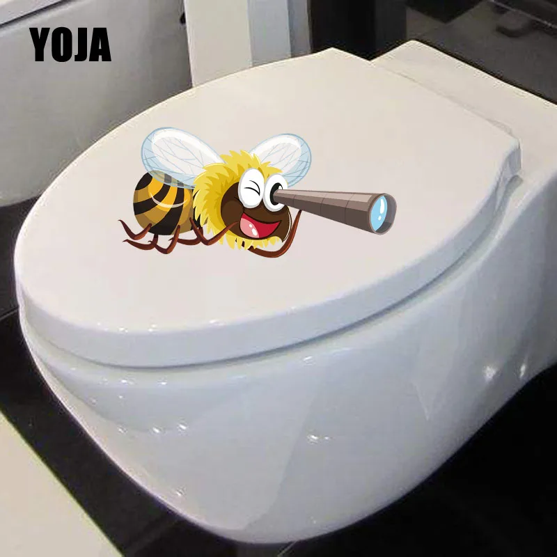 

YOJA 22.5X12.1CM Funny Modern Toilet Wall Sticker Decal Cartoon Bee Living Room Home Decor T5-1021