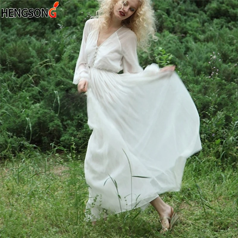 Женское длинное пляжное платье сексуальное с треугольным вырезом и длинным