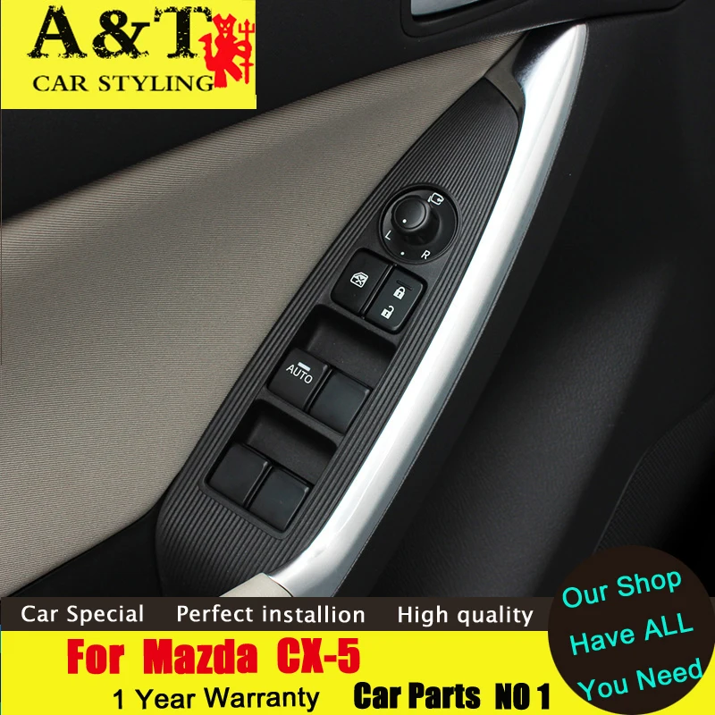 A&ampT For Mazda CX-5 Front armrest chrome sticker car styling 2013-2015 strip decorative door panel frame | Автомобили и