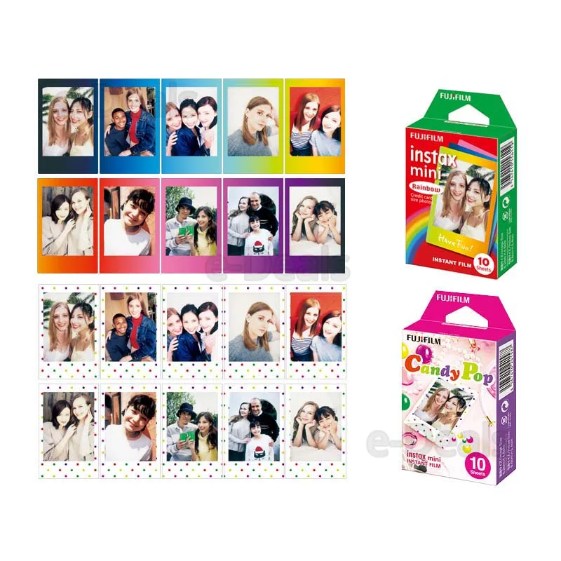 Мгновенная пленка Fujifilm Instax Mini Радужное и Staind стекло конфета поп блестящая со