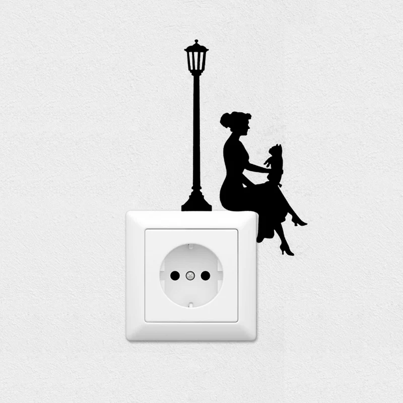 Женский силуэт Наклейка на стену для Powerpoints и выключателей света съемный