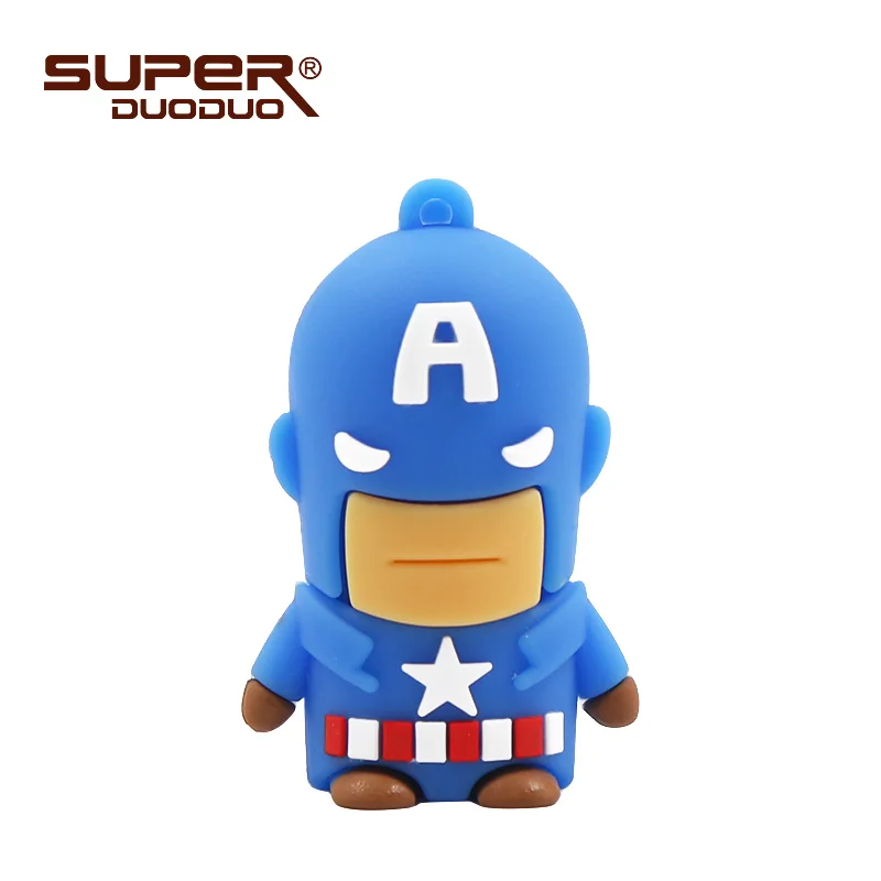Superheros флеш-накопитель 4GB 8GB 16GB дешевый Usb флеш-накопитель 32GB 64GB мультяшный флеш-накопитель Бэтмен/Человек-паук/Капитан Америка memoria usb - Цвет: M1 Captain America
