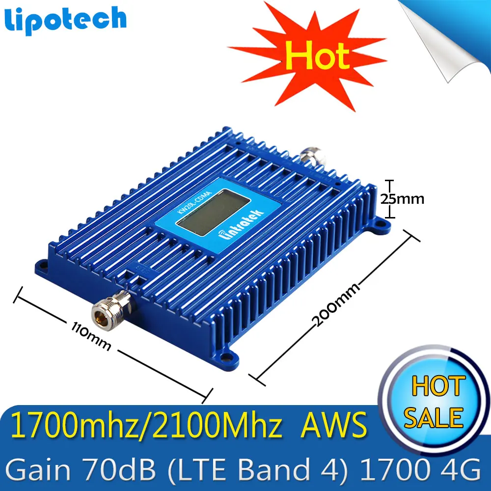 Lintratek 70dB усиление AWS 1700/2100 усилитель FDD 4G LTE (полоса 4) повторитель сигнала для