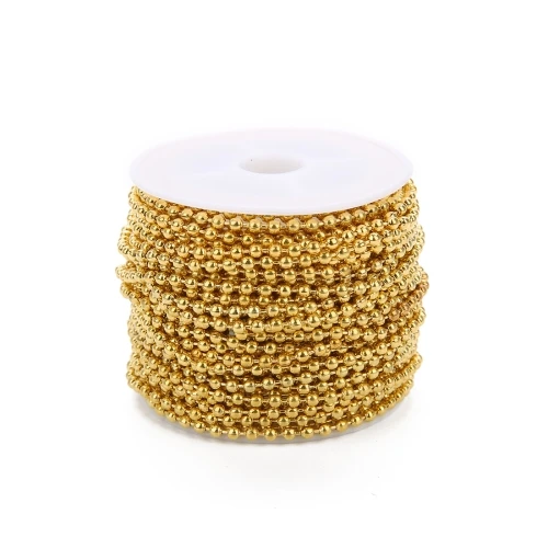 Golden Color Новинка; 10 ярдов/партия Ширина 1,5/2/2,4 мм металлический железный шар бусинка цепи оптом цвета: золотистый, серебристый Цепочки и ожерелья цепи Выводы для изготовления ювелирных изделий - Цвет: Golden Color