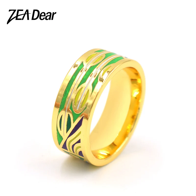 

ZEA Dear Jewelry Stainless Steel Rings Enamel Jewelry For Women Classic Round Colorful Rings For Party Wedding Jewelry Findings
