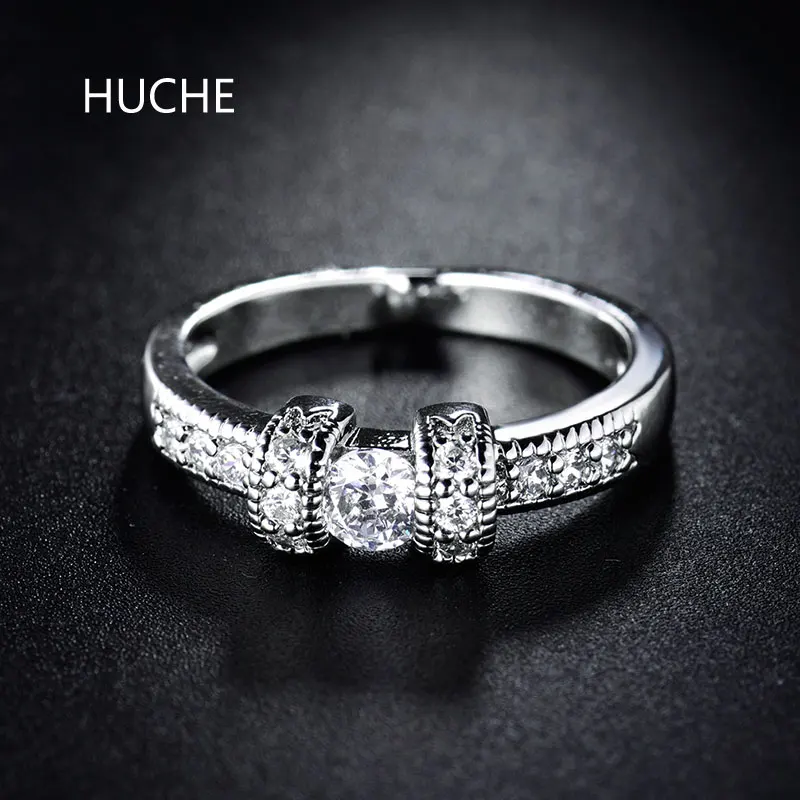 Huche посыл Серебряный Цвет кольцо моды обручальное для Для женщин кубический