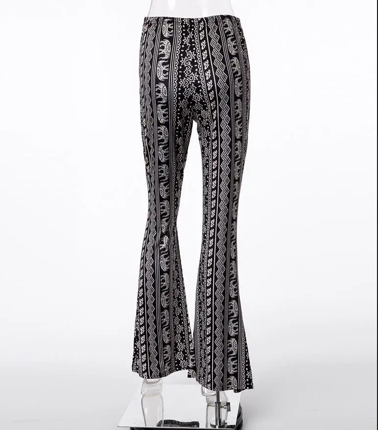 Boho расклешенные брюки для женщин богемные Модные свободные длинные штаны с