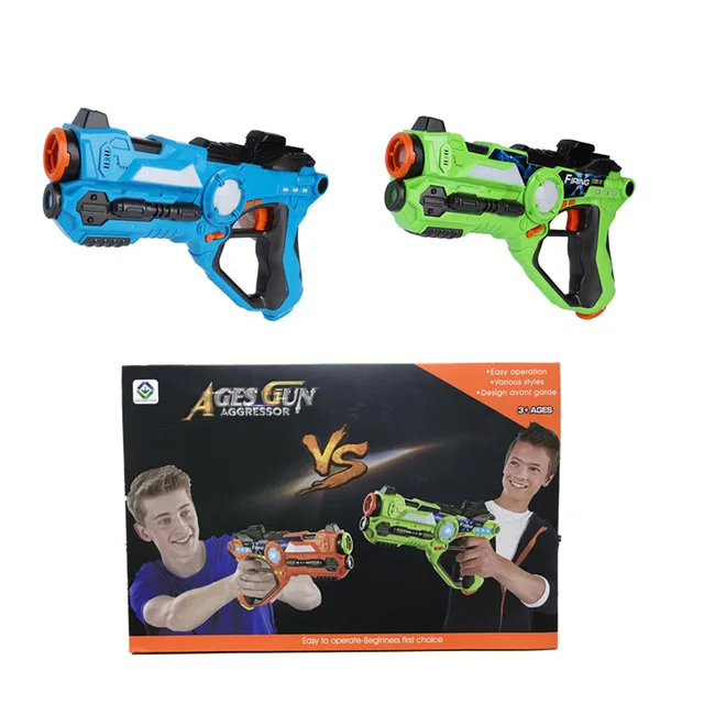 2pcs With Box Да XIN 2 шт./компл. игра cs игрушечное оружие зеленый и синий Электрический битва игрушечный пистолет инфракрасный сенсор пластик лазерный пистолет для бирок - Цвет: 2pcs With Box