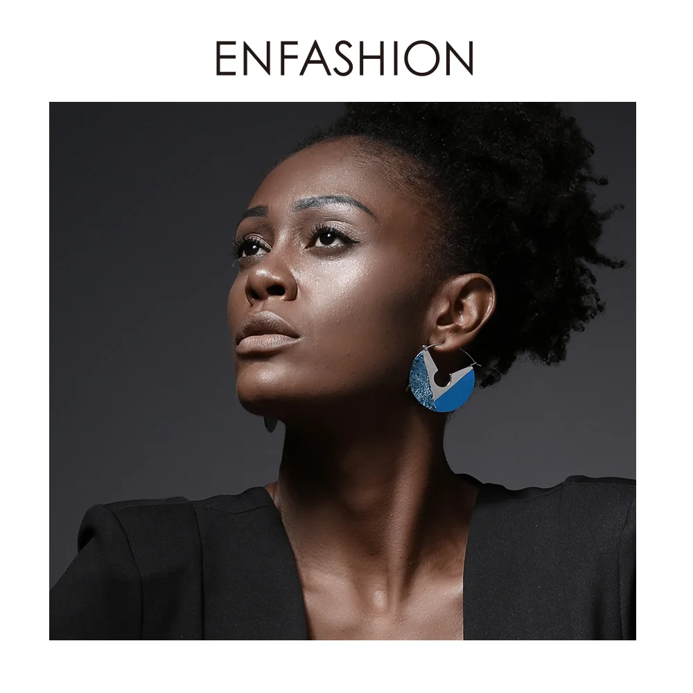Enfashion лаковые художественные сережки, ручная роспись, висячие серьги с большими геометрическими фигурами для женщин, ювелирные изделия Oorbellen EBQ18
