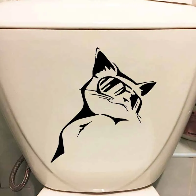 YOJA 18.2X24.5CM Wall Stickers Toilet Decal Funny Cat In Glasses Animals Pets T5-0099 | Дом и сад