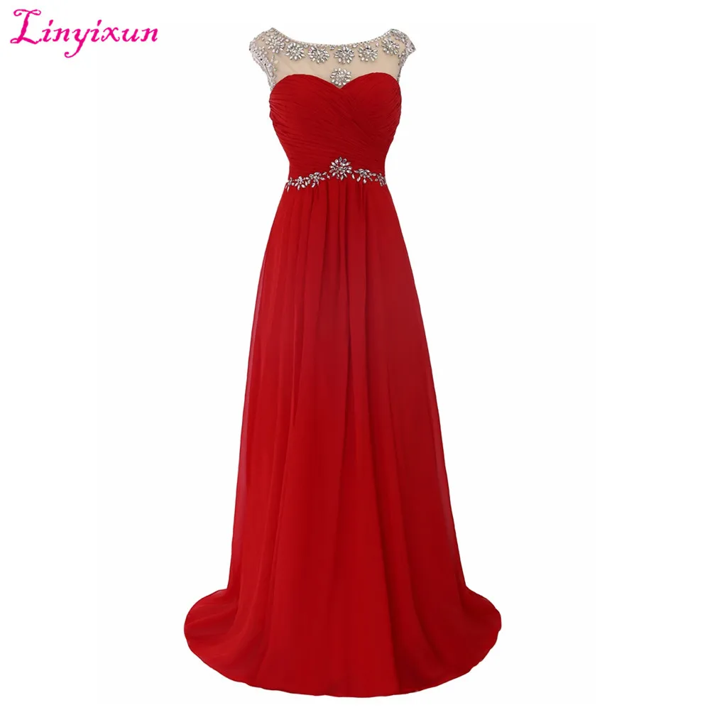 Linyixun Real Photo vestido de festa longo Sparkly Beaded Long Prom Dresses 2017 Sexy Backless A Line Evening Party Gowns | Свадьбы и