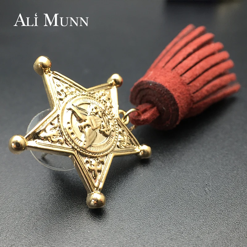 Винтаж Треугольники кисточкой Висячие серьги из искусственной замши Ткань