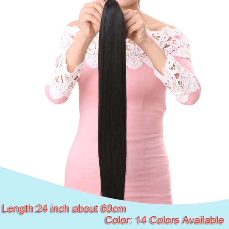 SHANGKE 24 ''длинные черные синтетические конский хвост длинные волосы