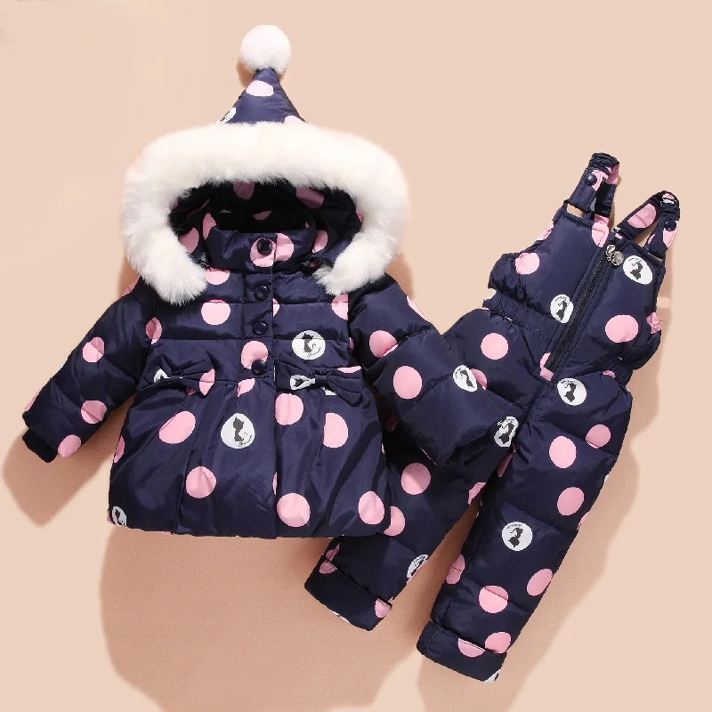 Winter Kids Clothes Girls Boys Down Coat Children Warm Snowsuit Outerwear +Romper Clothing Set Russian children's jackets | Детская