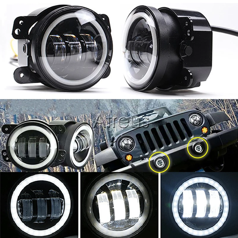 

Atreus Car LED Fog Lights For Jeep Wrangler JK For Dodge Magnum Journey For Chrysler 300 PT Cruiser 4" 30W with DRL Angel eyes