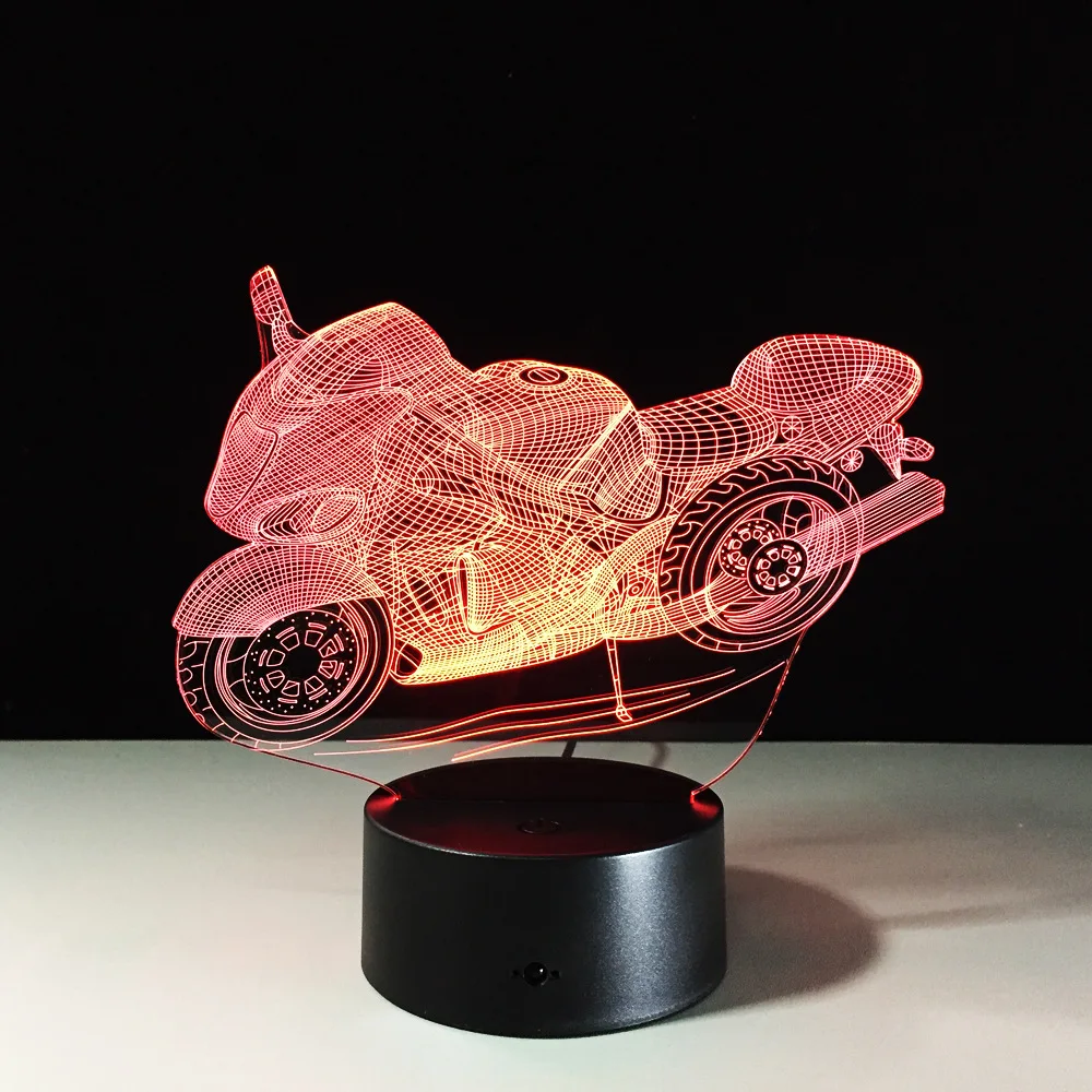 Мотоциклетная Настольная 3D лампа светодиодная декоративная из плексигласа