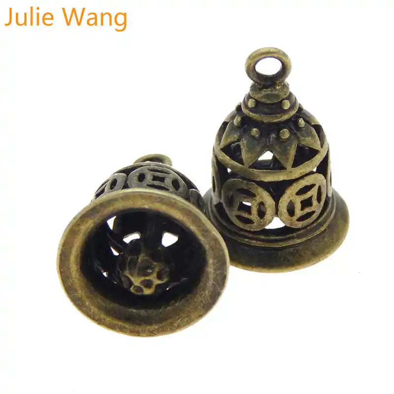 Julie Wang 4 12 шт. медные колокольчики античные бронзовые золотые без звука Ожерелье