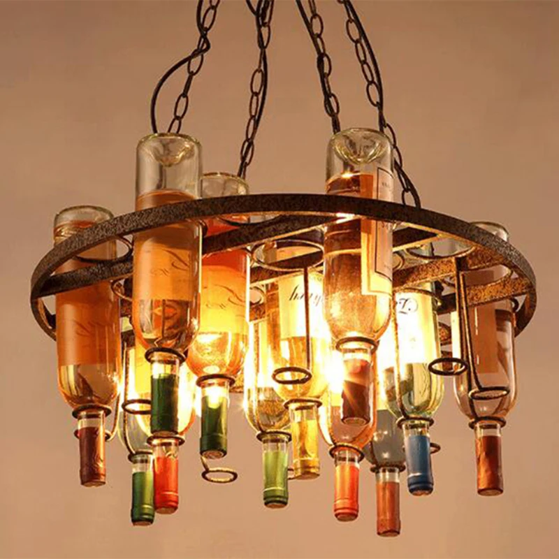 DIY Винтаж ретро висит бутылки вина E26/E27 светодиодный Люстра для бара столовой