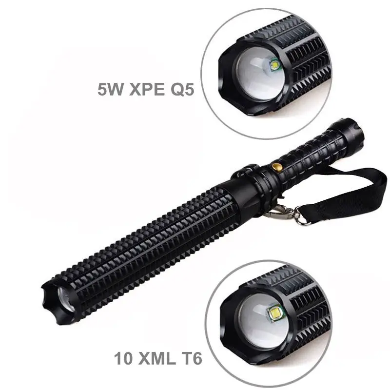 TMWT самообороны расширяемый Torch Light 10 W XML T6 или 5 Q5 полицейский телескопическая