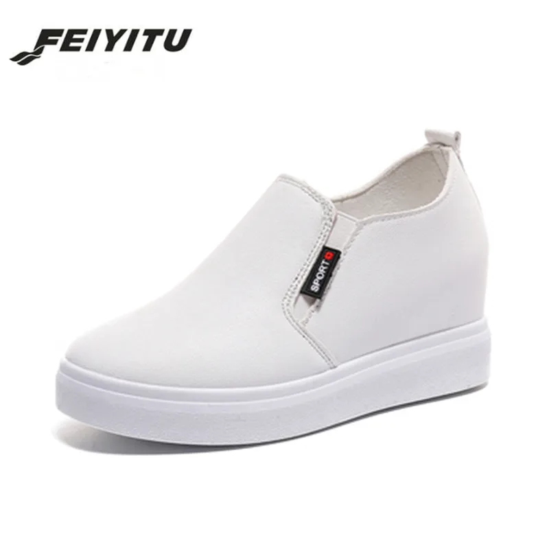 Женские кроссовки из ПУ кожи FeiYiTu весенние туфли на плоской платформе криперы