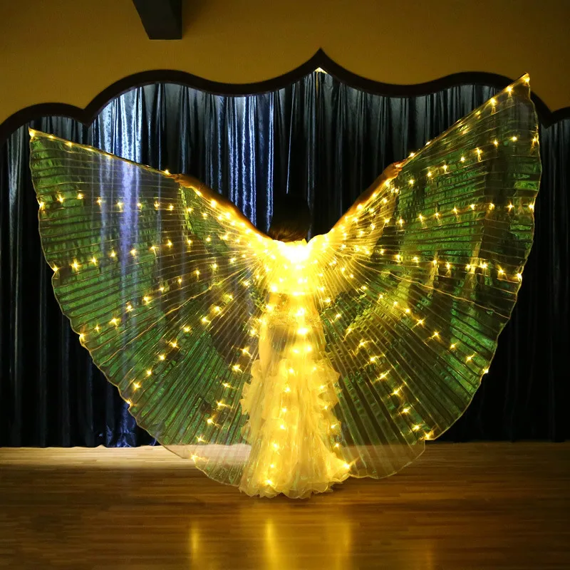 Ruoru Women Belly Dance Props LED Isis Wings with Adjustable Stick Girls White Green Yellow Red Color | Тематическая одежда и