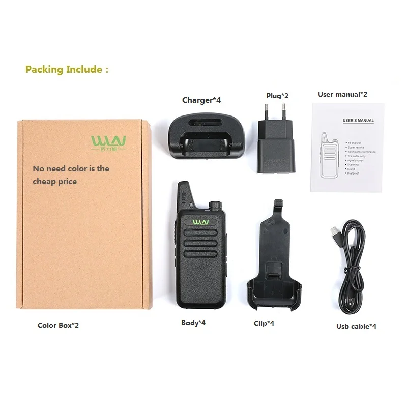 4PCS Portable Radio WLN KD-C1 Mini Wiress Walkie talkie UHF Handheld Two Way Radio Communicator Transceiver Walkie-talkie рация