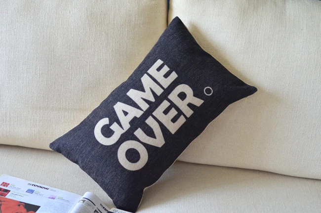 Наволочка с надписью Game over 30 см х 50 | Дом и сад