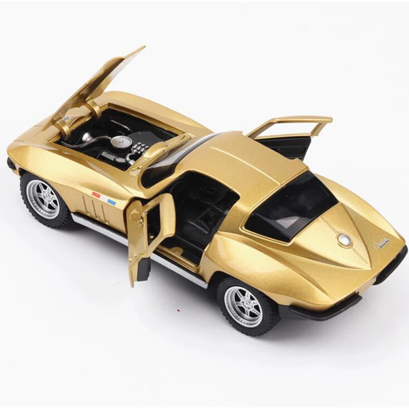 

15.3CM 1:32 Scale Golden Color Metal Alloy Chevrolet Corvette C2 Racing Car Pull Back Diecast Vehicles Model Toys For Children
