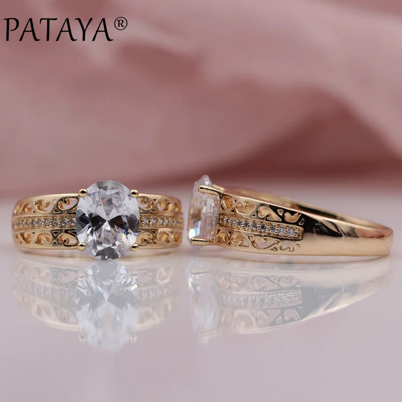 PATAYA, новинка, изысканные, благородные, 585, розовое золото, 4 цвета, овальные, натуральный циркон, кольца для женщин, для свадьбы, вечеринки, изысканные, модные, романтические ювелирные изделия