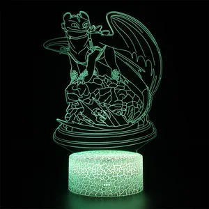 Лампа без зубочисток Dragon, 3d настольная лампа, ночник, светодиодный светильник Fury, Ночной светильник, Как приручить дракона 2