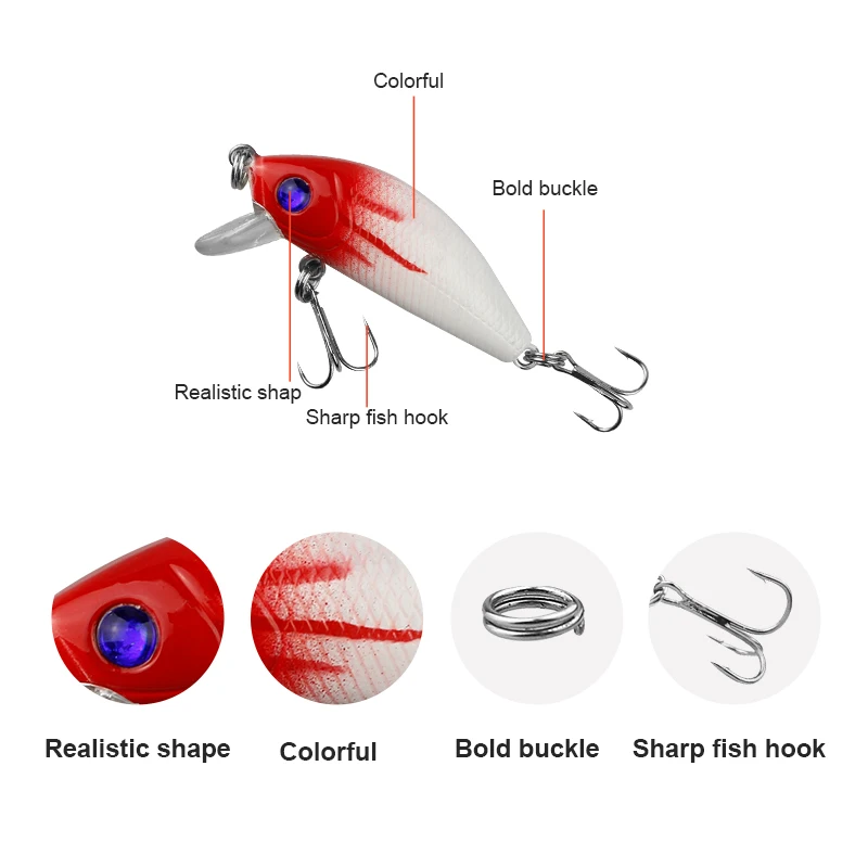 1PCS Hard Minnow Fishing Lure 5cm/3.6g Topwater Wobbler Artificial Bait For Bass Pike Crankbait Tackle Fish Leurre Pesca | Спорт и
