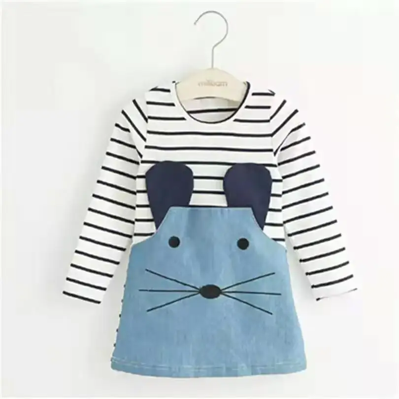 Cute Lovely Summer Children Princess Carton Mouse rat A-line Striped Baby Kids Girls Dress 2 3 4 5 6 Year Old Tutu Girl Dresses | Детская