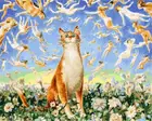 Красивая картина маслом в виде кошки по номерам, картина с животными, Картина на холсте для гостиной, настенная живопись, домашний декор