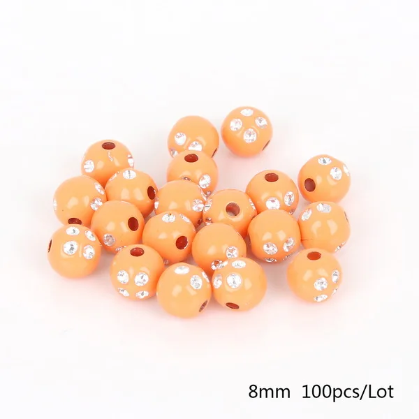 Orange Yellow 100 шт 8 мм разноцветные хрустальные стразы круглые акриловые бусины для рукоделия Ремесло Украшение для альбома - Цвет: Orange Yellow