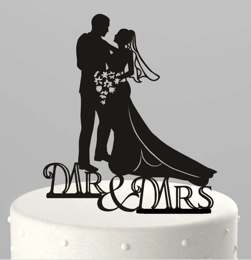 

Wedding Decorations Acrylic Bride And Groom Mr & Mrs Cake Topper