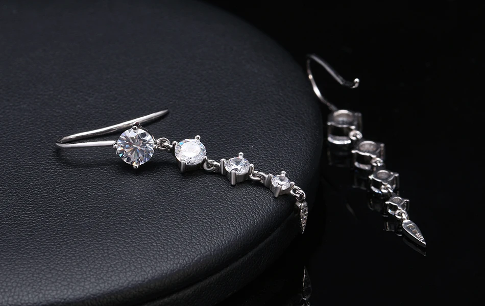 ORSA JEWELS Настоящее серебро 925 проба женские серьги с Круглый ААА циркон длинные серьги-подвески серебряные ювелирные изделия вечерние OSE52