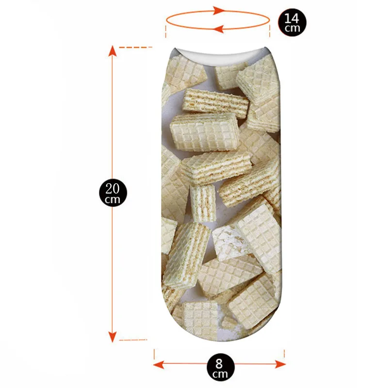 Harajuku/женские носки с объемным рисунком картофеля фри кавайные короткие принтом