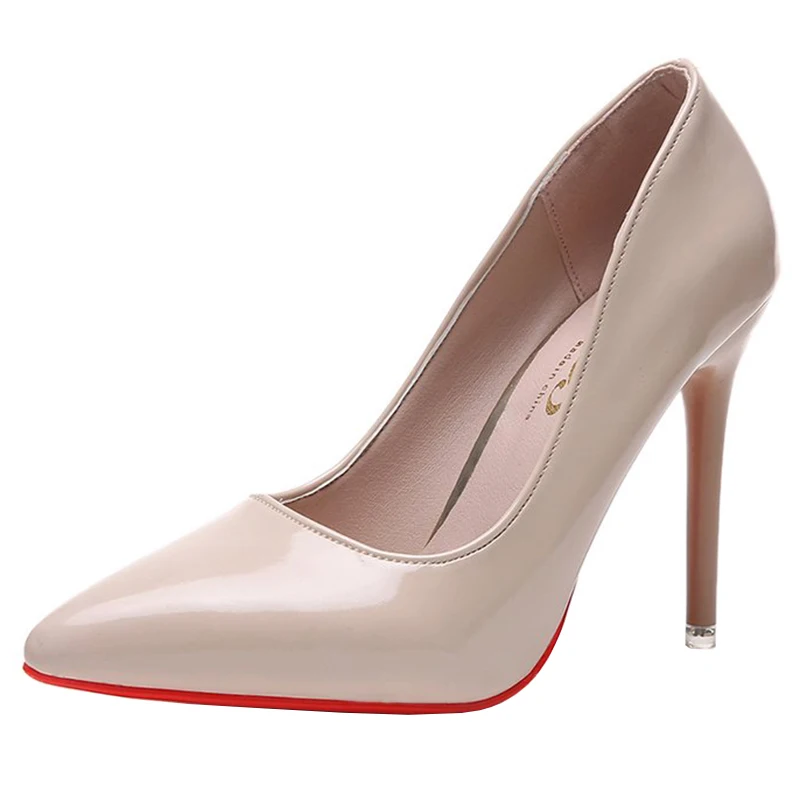 

New Korean version of the wild pointed 10CM high heels fashion patent leather shallow mouth comfortable high heels.